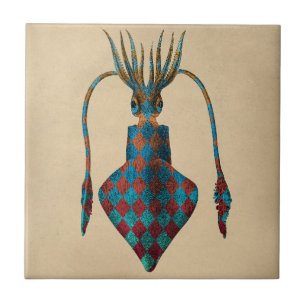 Vintager Fantasy-Tintenfisch Fliese