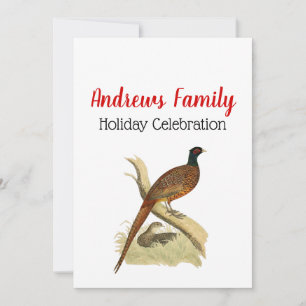 Vintager Fasan auf dem Zweigspiel-Vogel Zeichnend  Einladung