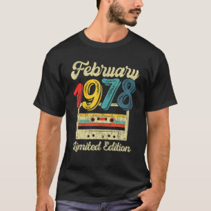 Vintager Februar 1978 Cassette Tape 44. Geburtstag T-Shirt