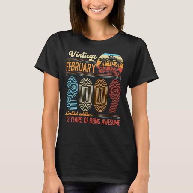 Vintager Februar 2009 Geburtstag T-Shirt (Vorderseite)