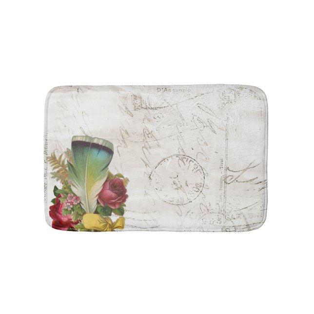 Vintager Federbouquet Badematte (Vorderseite)