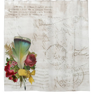 Vintager Federbouquet Duschvorhang