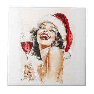 Vintager Feiertagsschrei in Wasserfarbe Fliese