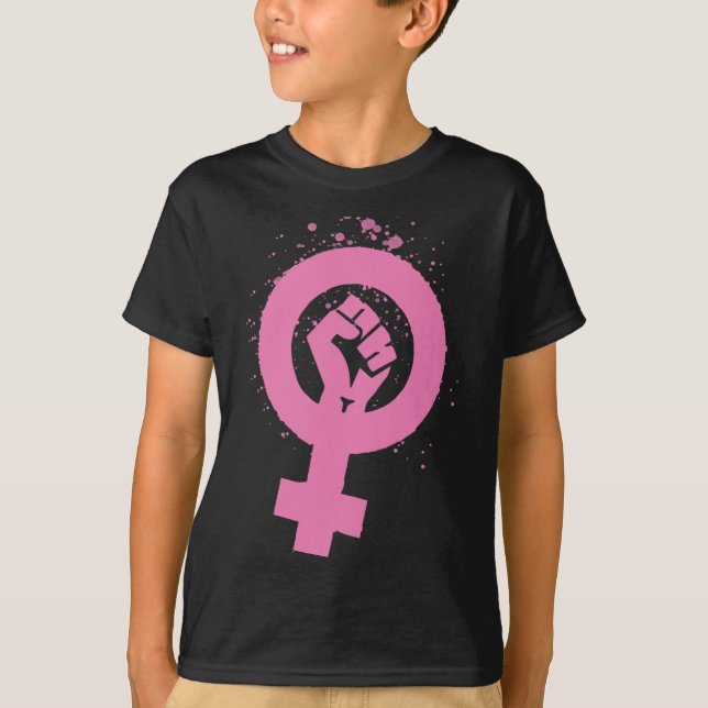 Vintager Feminismus Symboldesign T-Shirt (Vorderseite)