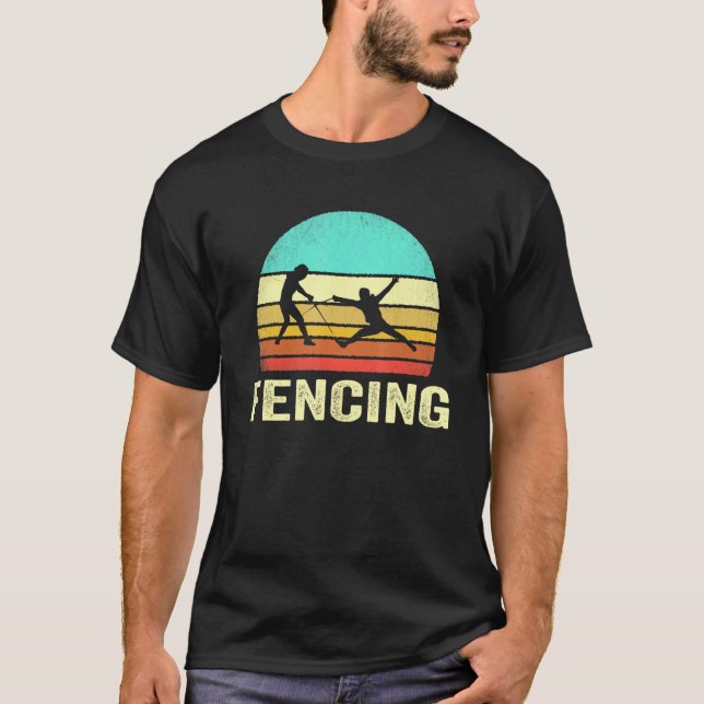 Vintager Fencing Fencer Sunset T-Shirt (Vorderseite)