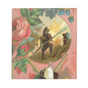 Vintager Feuerwehrabdeckung der 1880er Jahre Notizblock