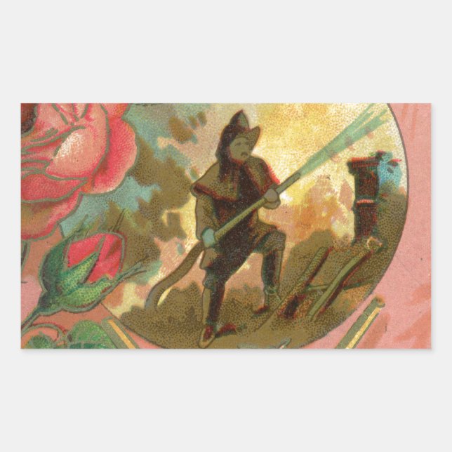Vintager Feuerwehrabdeckung der 1880er Jahre Rechteckiger Aufkleber (Vorderseite)