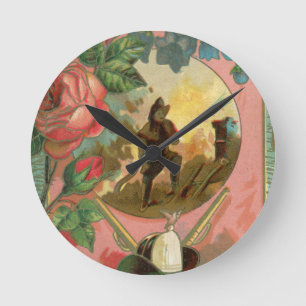 Vintager Feuerwehrabdeckung der 1880er Jahre Runde Wanduhr