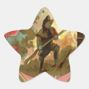 Vintager Feuerwehrabdeckung der 1880er Jahre Stern-Aufkleber