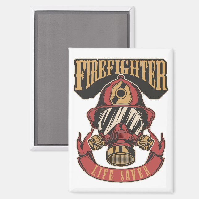 Vintager Feuerwehrhelm rettet Leben Magnet (Vorderseite/Rückseite)