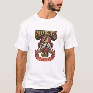 Vintager Feuerwehrhelm rettet Leben T-Shirt