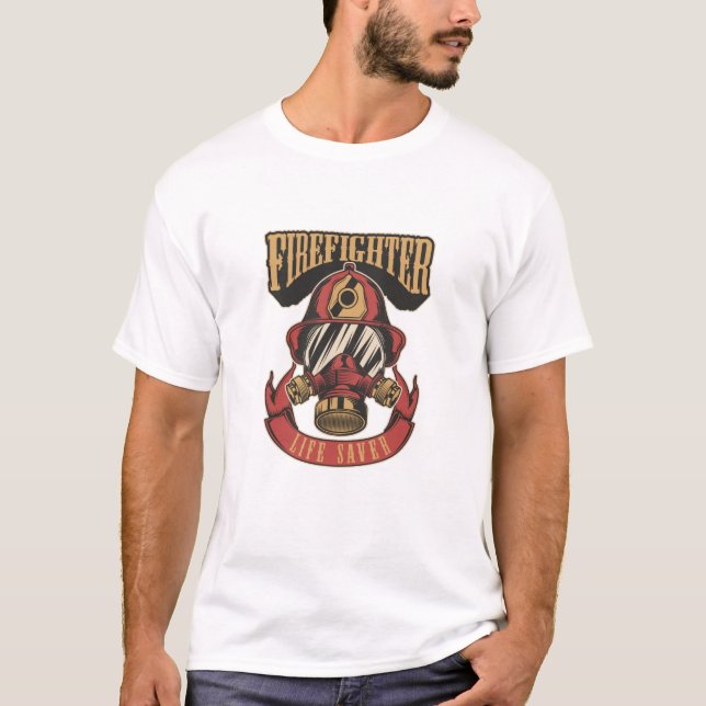 Vintager Feuerwehrhelm rettet Leben T-Shirt (Vorderseite)