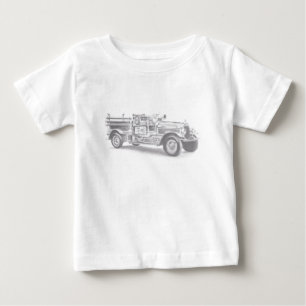 Vintager Feuerwehrleute zeichne  Baby T-shirt