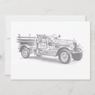 Vintager Feuerwehrleute zeichnend Bleistiftstiftfe Ankündigung