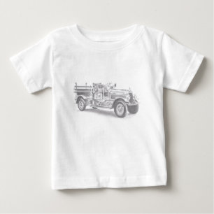 Vintager Feuerwehrleute zeichnend Bleistiftstiftfe Baby T-shirt