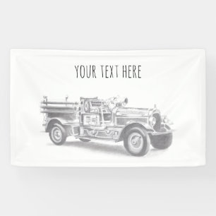 Vintager Feuerwehrleute zeichnend Bleistiftstiftfe Banner