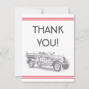 Vintager Feuerwehrleute zeichnend Bleistiftstiftfe Dankeskarte