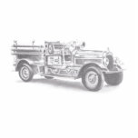 Vintager Feuerwehrleute zeichnend Bleistiftstiftfe Freistehende Fotoskulptur<br><div class="desc">Hand drawn vintage firetruck that I drew for my dad and now on Zazzle for you to enjoy too! Perfekt for the fireman / woman in your life!</div>