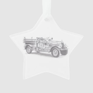 Vintager Feuerwehrleute zeichnend Bleistiftstiftfe Ornament