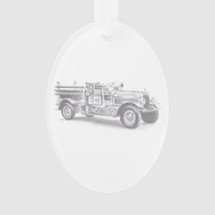 Vintager Feuerwehrleute zeichnend Bleistiftstiftfe Ornament