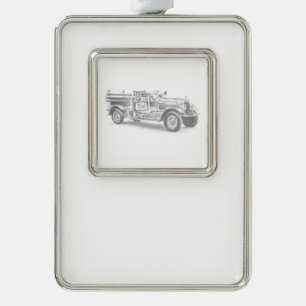 Vintager Feuerwehrleute zeichnend Bleistiftstiftfe Rahmen-Ornament Silber