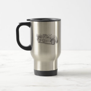 Vintager Feuerwehrleute zeichnend Bleistiftstiftfe Reisebecher