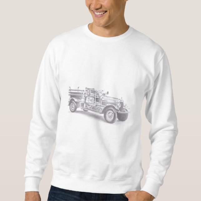 Vintager Feuerwehrleute zeichnend Bleistiftstiftfe Sweatshirt (Vorderseite)