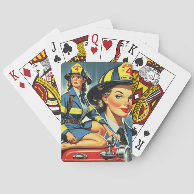 Vintager Feuerwehrmann Spielkarten (Rückseite)