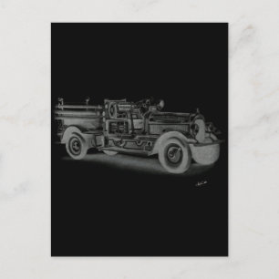 Vintager Feuerwehrwagen Postkarte
