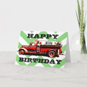 Vintager Feuerzug Geburtstag Karte