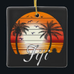Vintager Fiji Palm Tree Summer Beach Keramikornament<br><div class="desc">Phantastisches Vintages Fiji Design für Strandliebhaber im Sommer.</div>