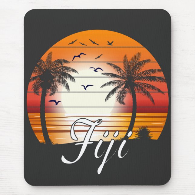 Vintager Fiji Palm Tree Summer Beach Mousepad (Vorne)