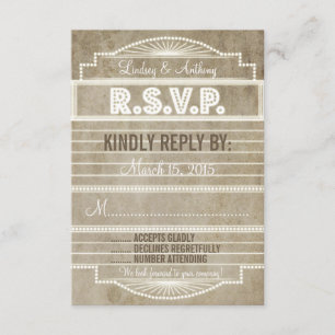 Vintager Film Marquee Wedding RSVP aus den 20er Ja Karte