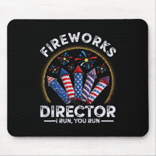 Vintager Fireworks Director I Run You Run 4th of J Mousepad