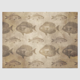 Vintager Fisch auf Braunen Decoupage Seidenpapier