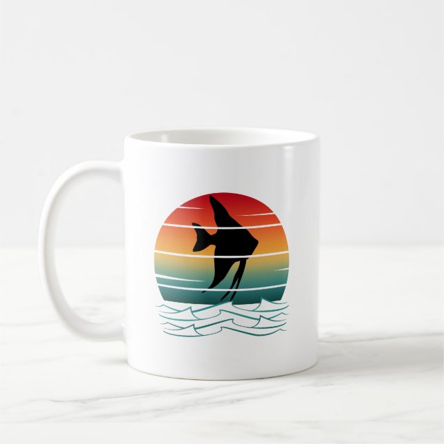 Vintager Fisch bei Sonnenuntergang Kaffeetasse (Links)