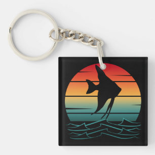 Vintager Fisch bei Sonnenuntergang Schlüsselanhänger