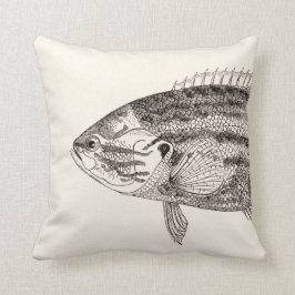 Vintager Fisch-Illustrations-Kopf und Schwanz Kissen