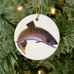 Vintager Fisch, Sportfischer Keramikornament