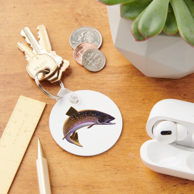 Vintager Fisch, Sportfischer Schlüsselanhänger (Schreibtisch)