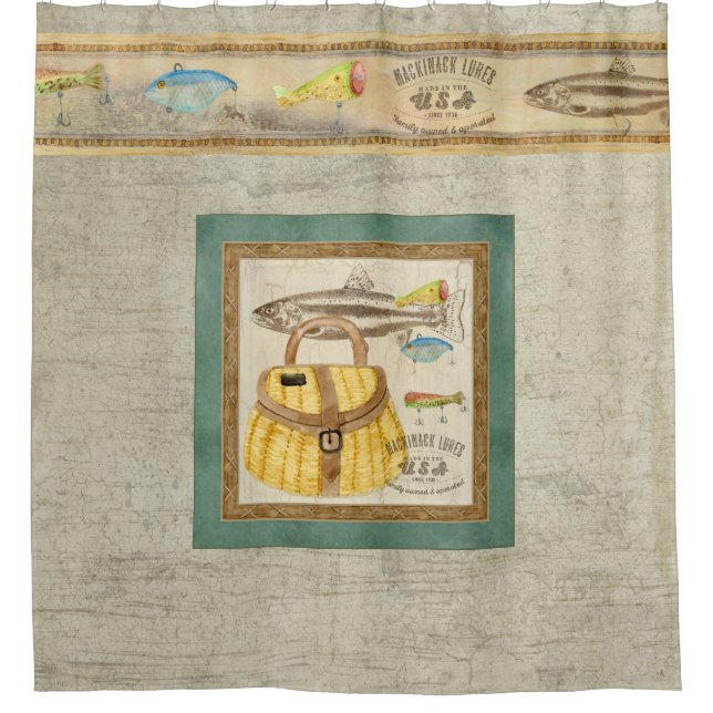 Vintager Fischen-Cabin Duschvorhang (Vorderseite)