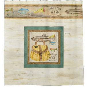 Vintager Fischen-Cabin See-hölzerner Dekor-Fische Duschvorhang