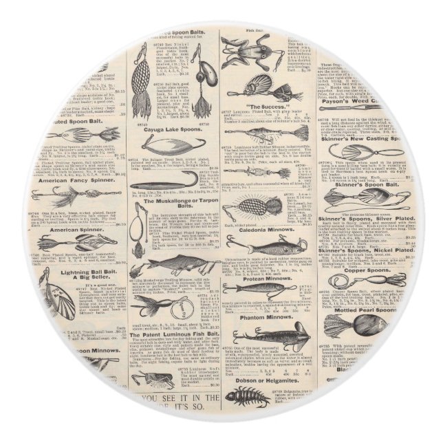 Vintager Fischfang: Antiker Fischer aus den 1900er Keramikknauf (Vorderseite)