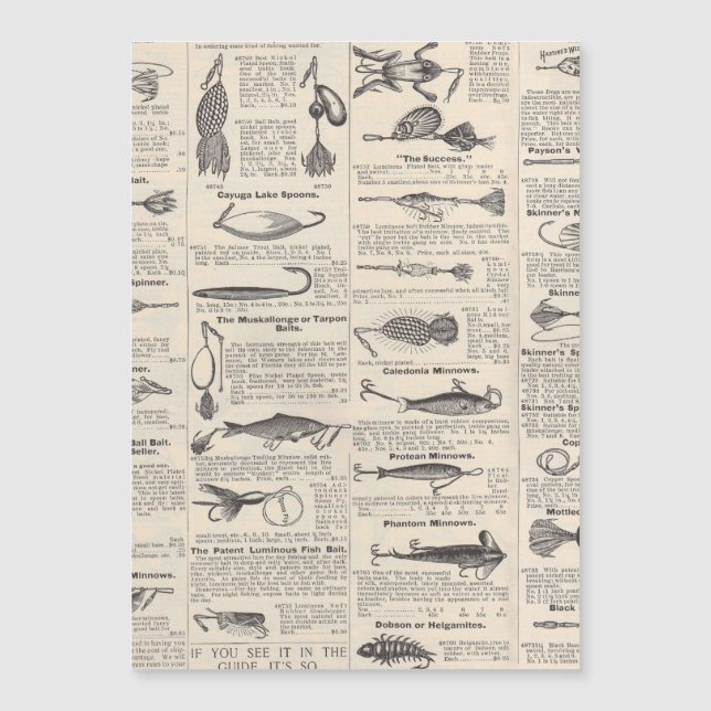 Vintager Fischfang: Antiker Fischer aus den 1900er Magnetkarte (Vorderseite)