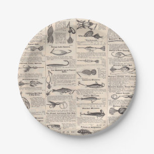Vintager Fischfang: Antiker Fischer aus den 1900er Pappteller