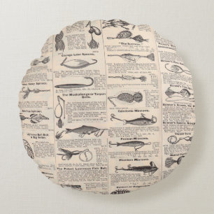 Vintager Fischfang: Antiker Fischer aus den 1900er Rundes Kissen