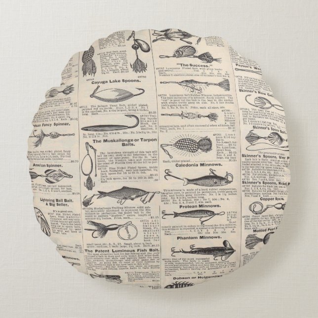 Vintager Fischfang: Antiker Fischer aus den 1900er Rundes Kissen (Vorderseite)