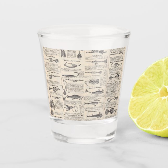 Vintager Fischfang: Antiker Fischer aus den 1900er Schnapsglas (Vorderseite)