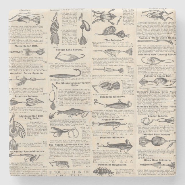 Vintager Fischfang: Antiker Fischer aus den 1900er Steinuntersetzer (Vorderseite)