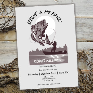 Vintager Fischsee 50. Geburtstag Einladung